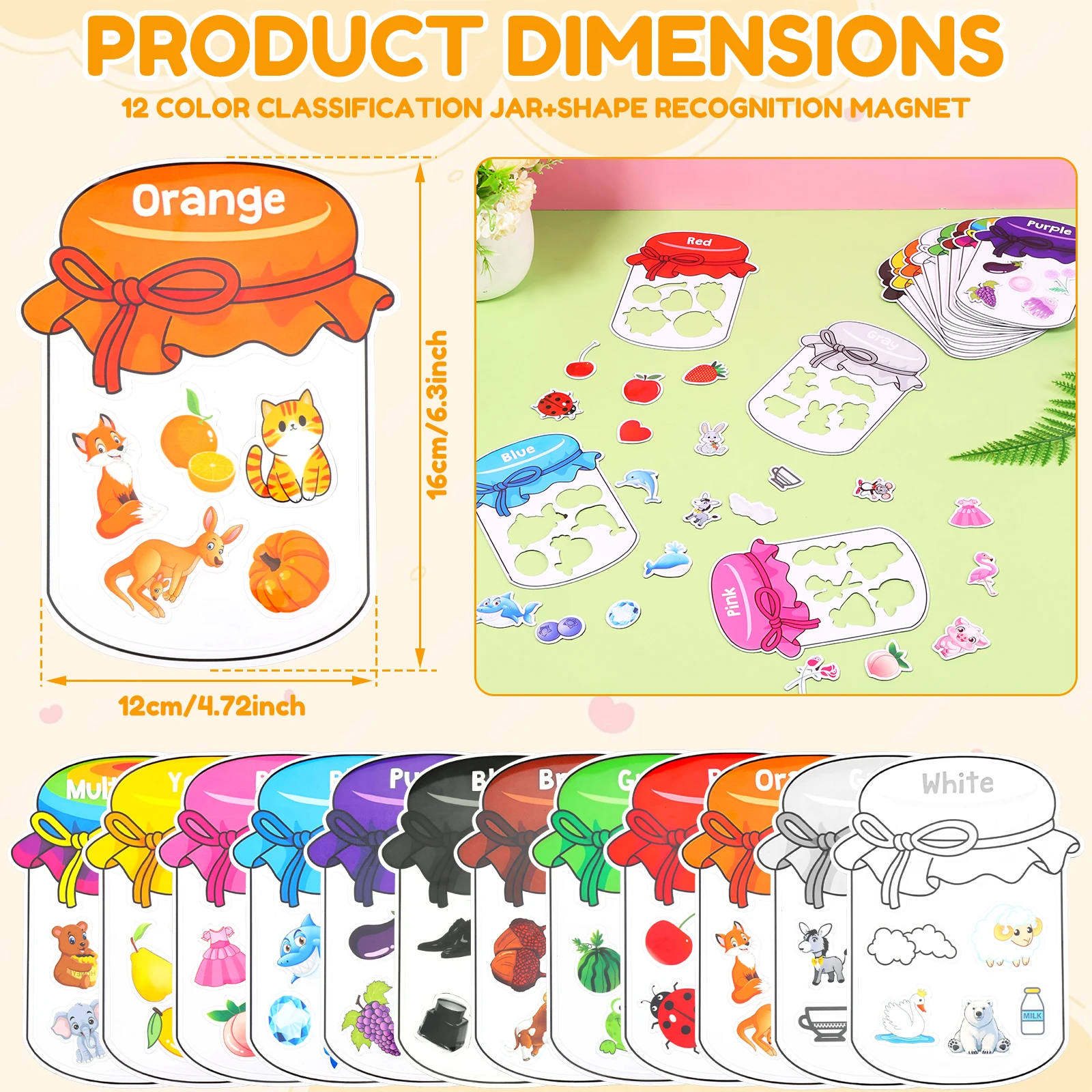 12/10Pcs Color Sorting Fridge  - đánh giá và giá Kids Toys 2 Year Old